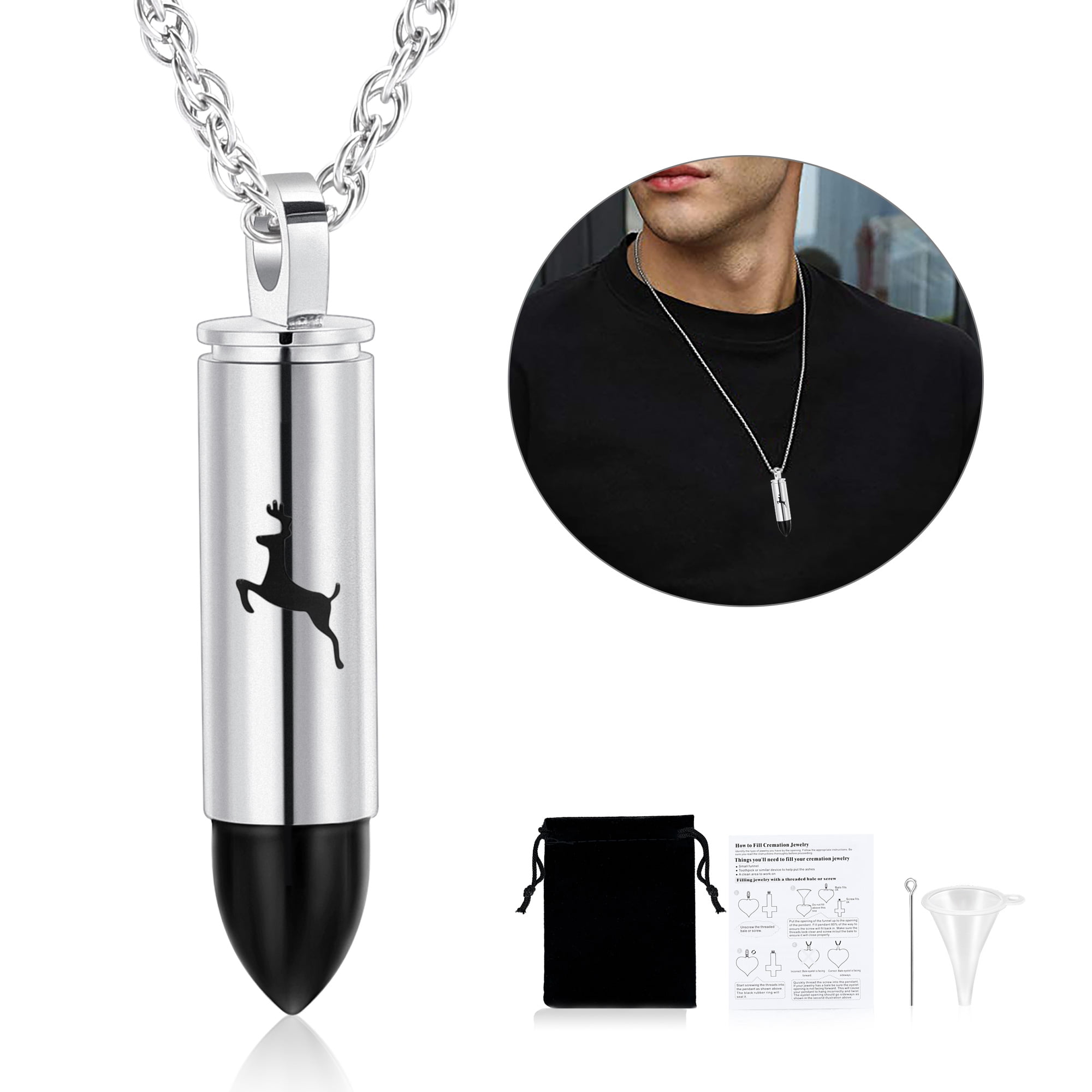 Lord's Prayer Bullet Urn Necklace - Cremation Jewelry for Men – Sarah &  Essie